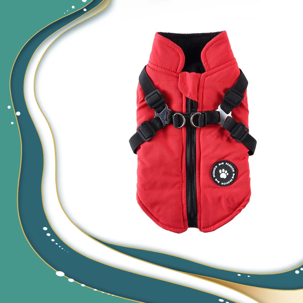 Winter Warm Pet Harness Jacket Hiking Coat