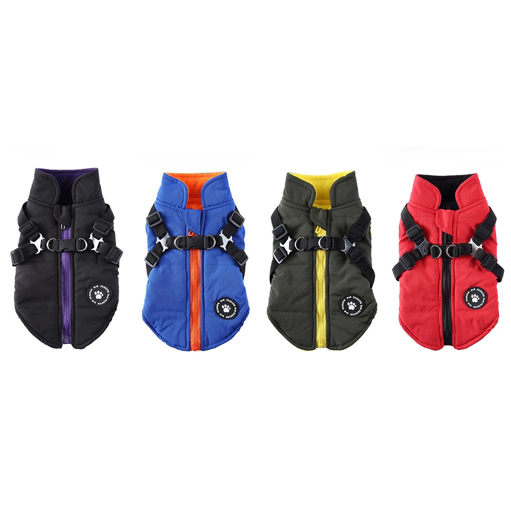 Winter Warm Pet Harness Jacket Hiking Coat