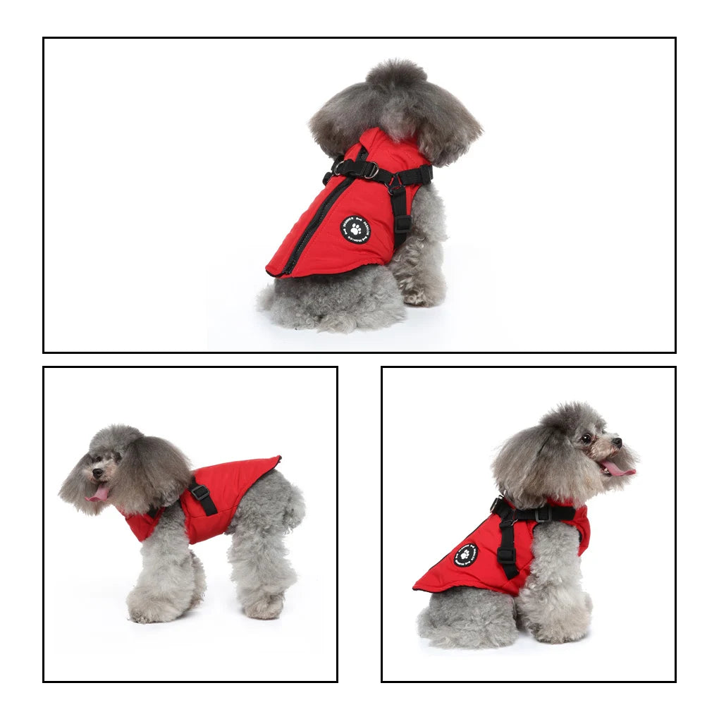 Winter Warm Pet Harness Jacket Hiking Coat