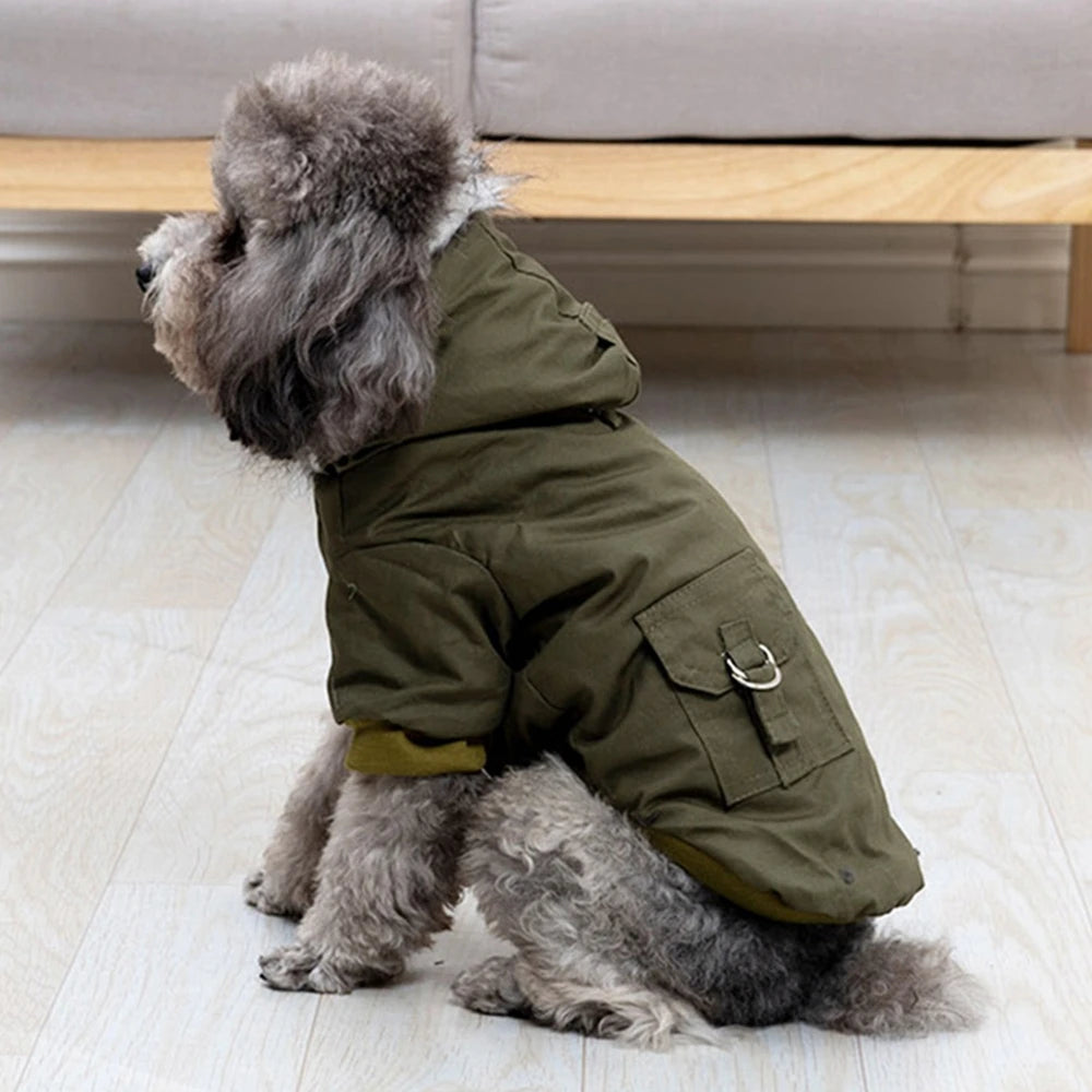 Pet Dog Jacket With Harness Winter Heavy