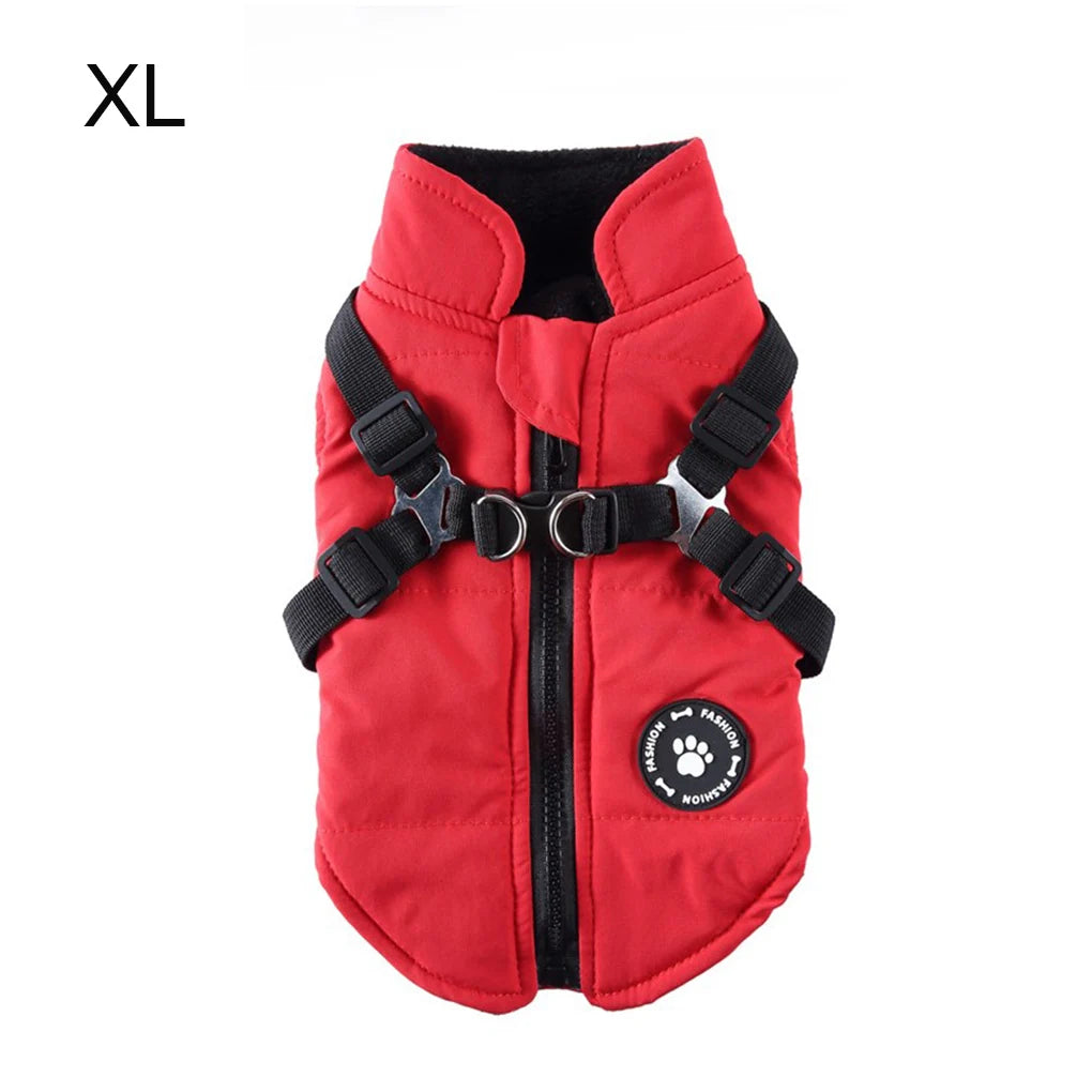 Winter Warm Pet Harness Jacket Hiking Coat