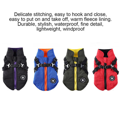 Winter Warm Pet Harness Jacket Hiking Coat