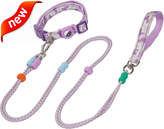 Dog Leash and Collar Set with AirTag Holder